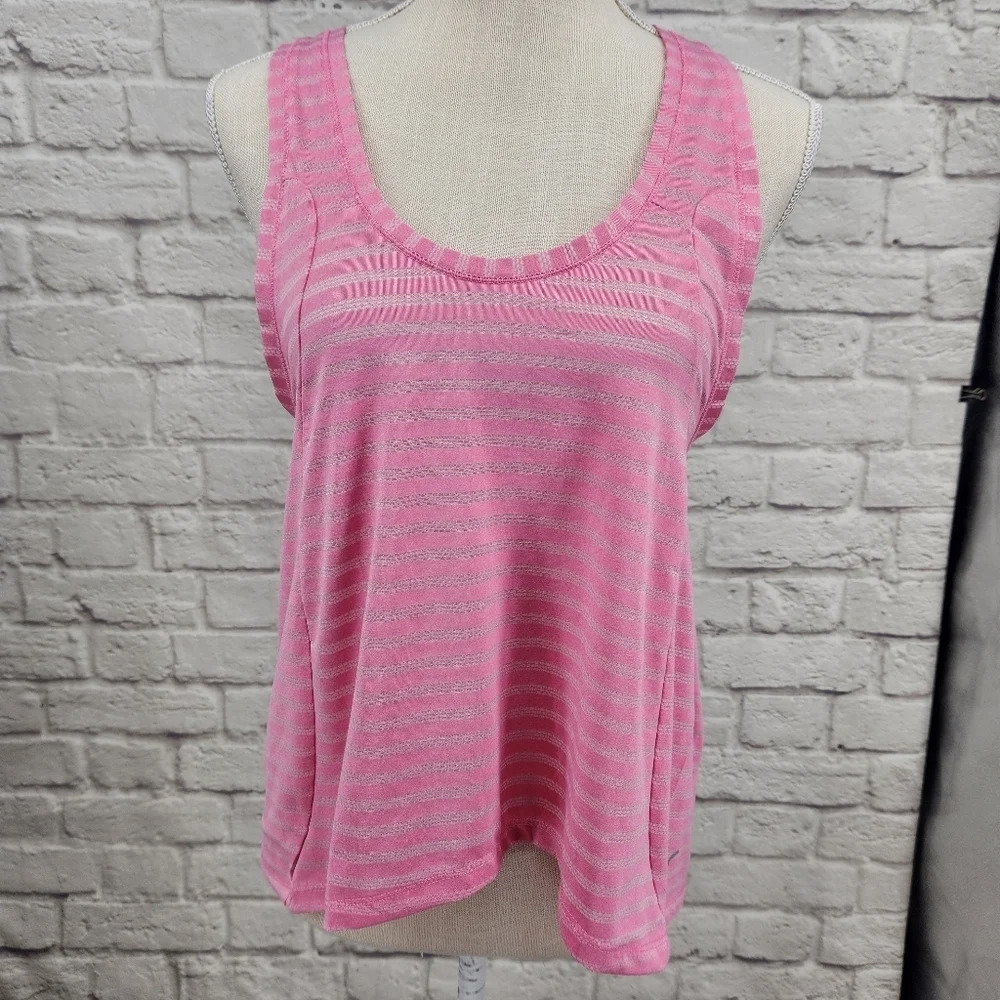 Zyia Active Pink Striped Nimbus Split Back Workout Running Tank Top Size Small - Picture 2 of 14